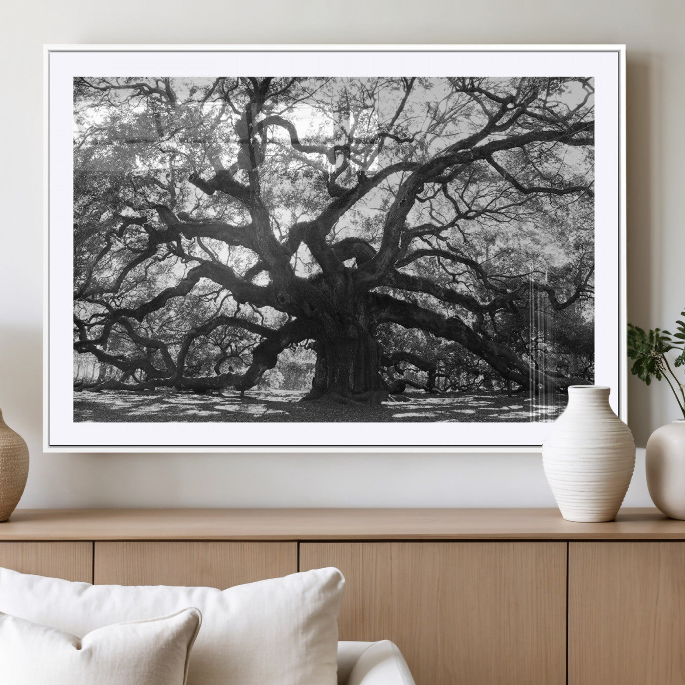 MGC-FP-36x24 - Ancient Oak Wall Art Canvas Print, Framed Twisted Branches Art Picture Print, Gnarled Tree Perfect Moody Nature Decor Artwork