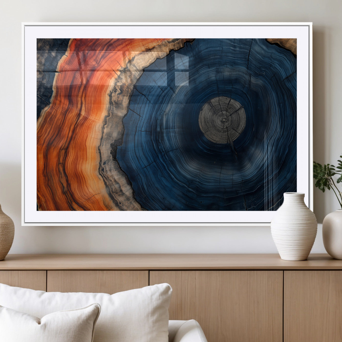 MGC-FP-36x24 - Tree Rings Wall Art Canvas Print, Rustic Wood Print, Framed Natural Texture Art Print, Wood Grain