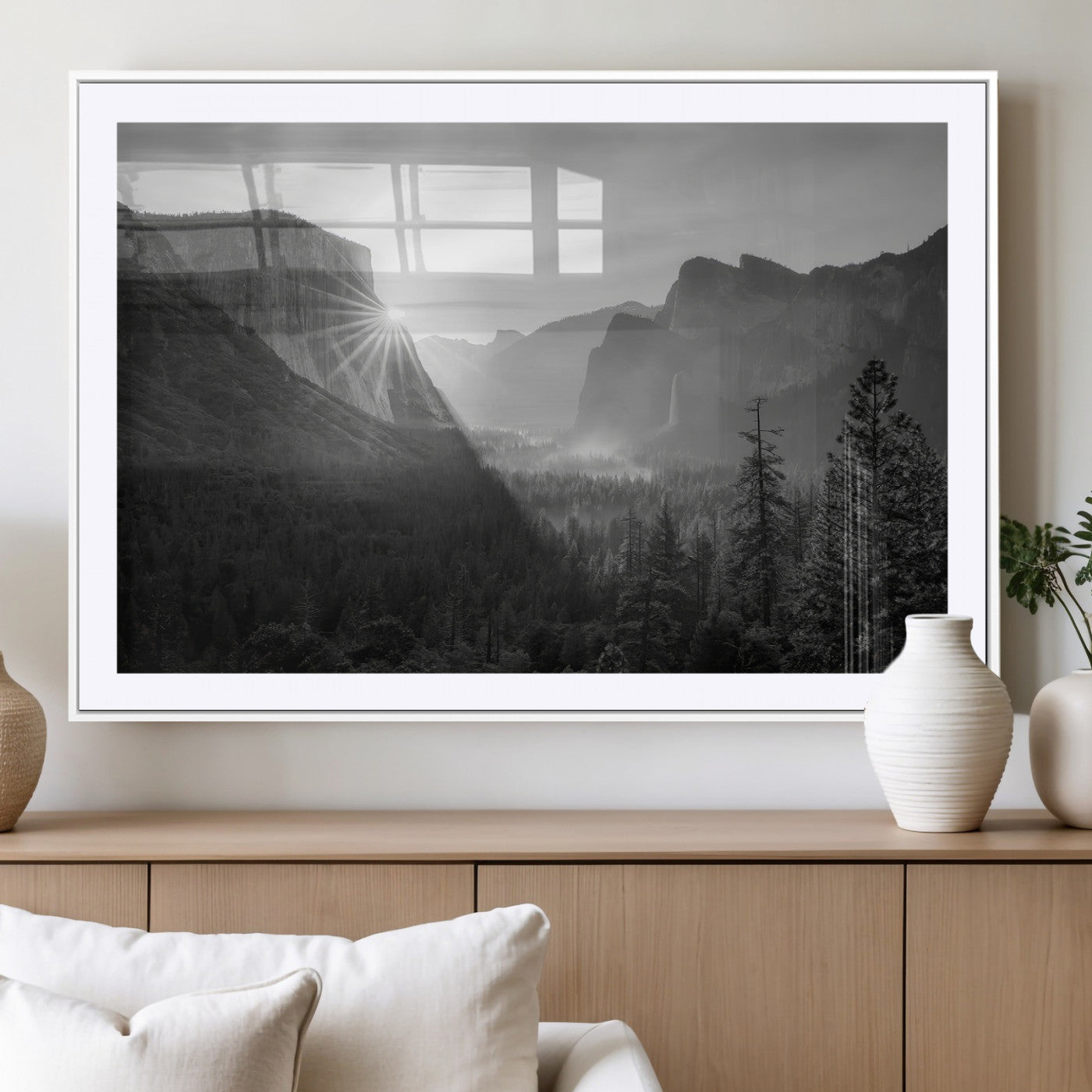 MGC-FP-36x24 - Yosemite Valley Wall Art Canvas Print, Framed El Capitan Sunrise Art Picture Print, Misty Mountain Perfect Modern Rustic Decor Artwork