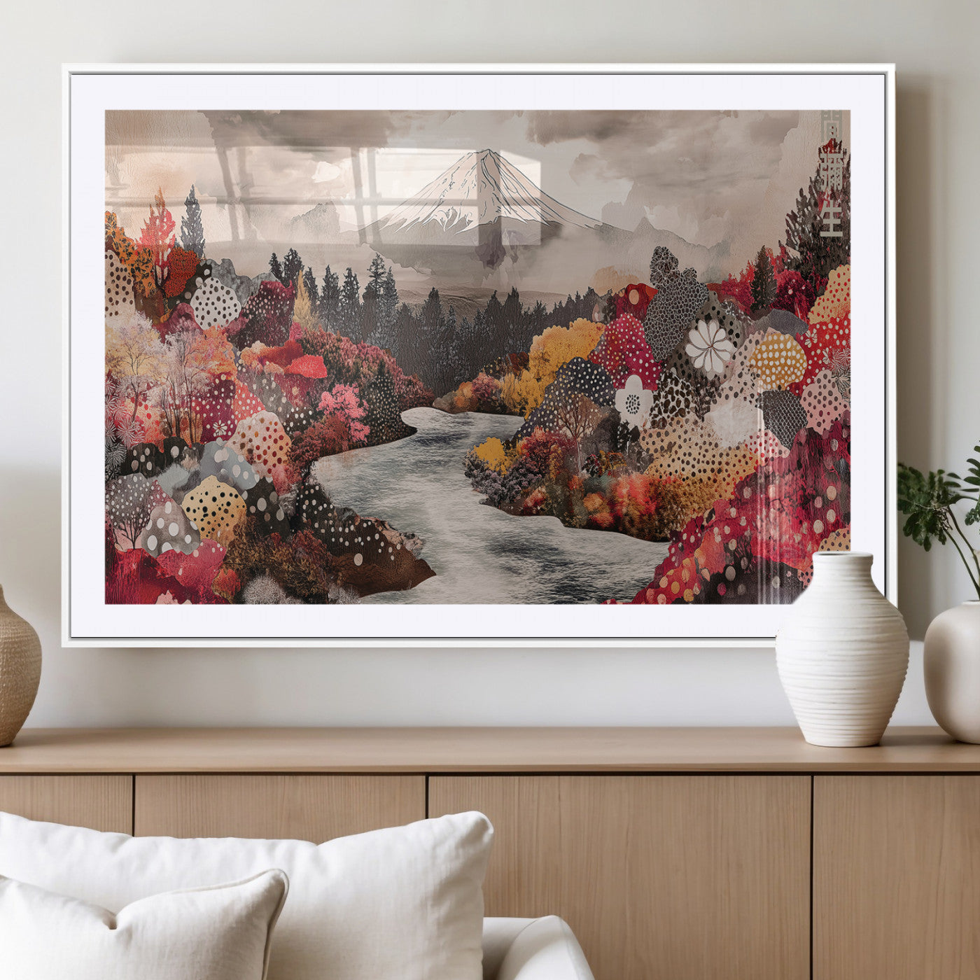 MGC-FP-36x24 - Mountain Wall Art Wall Art Canvas Print, Framed Autumn Forest Art Picture Print, Cottagecore Landscape Perfect Cottagecore Boho Decor Artwork