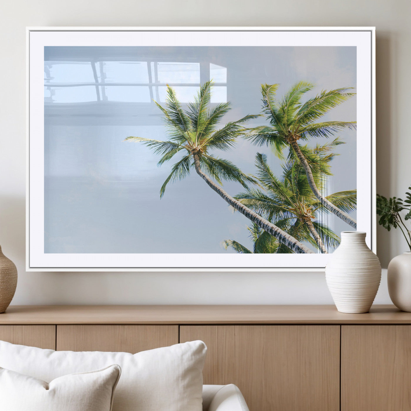 MGC-FP-36x24 - Palm Trees Wall Art Canvas Print, Framed Tropical Art Picture Print, Coastal Perfect Tropical Decor Artwork