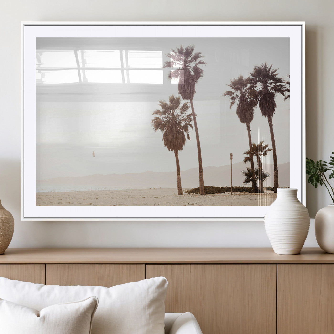 MGC-FP-36x24 - Coastal Light Wall Art Canvas Print, Framed Relaxing Shoreline Art Picture Print, Minimalist Ocean Perfect Tropical Serenity Decor Artwork