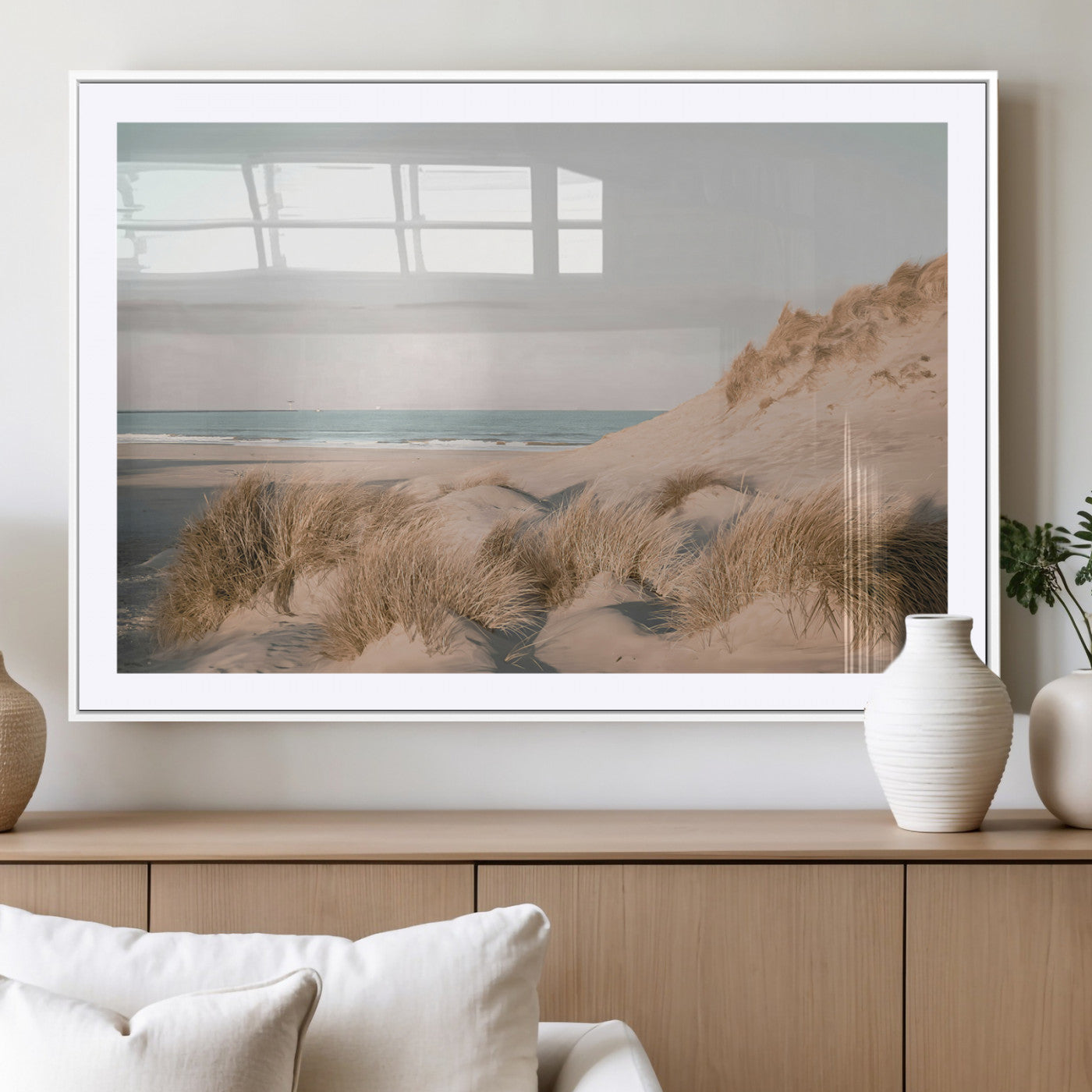 MGC-FP-36x24 - Beach Landscape Wall Art Canvas Print, Framed Sand Dune Photography Art Picture Print, Minimalist Seascape Perfect Coastal & Minimalist Decor Artwork