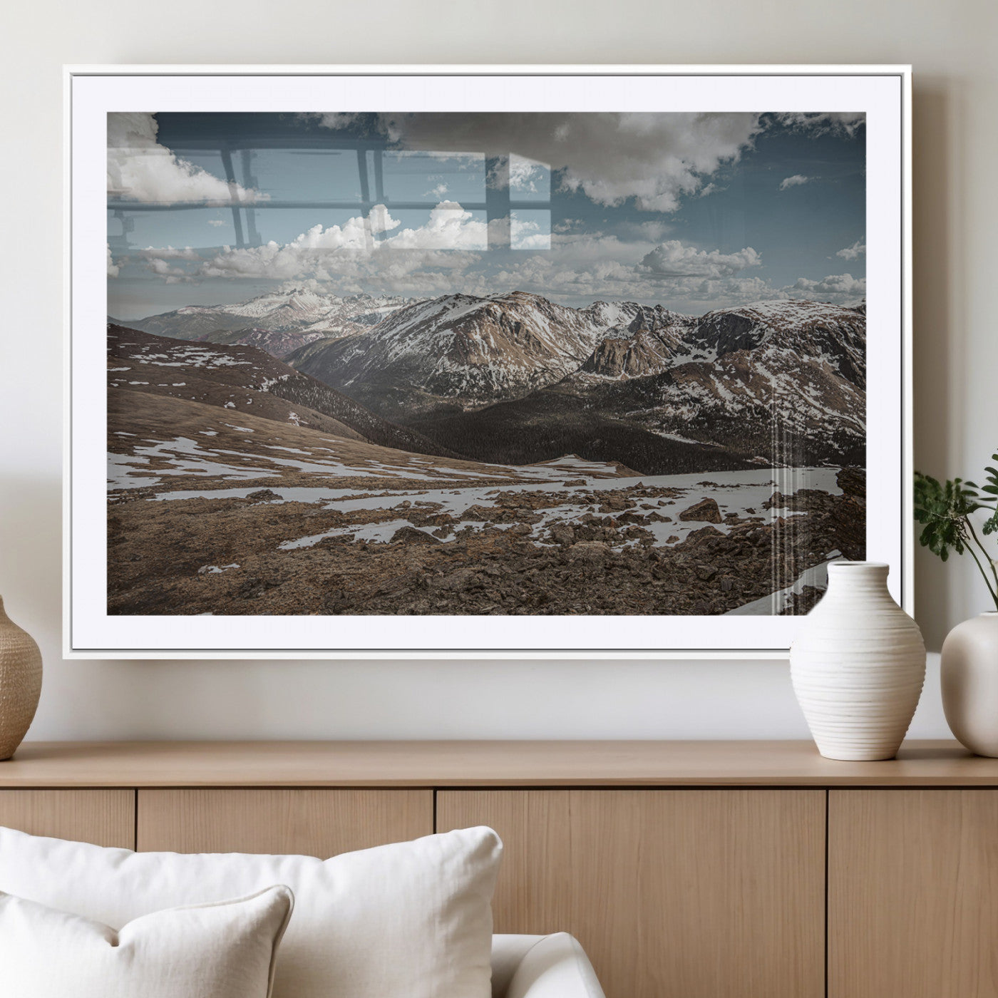 MGC-FP-36x24 - Mountain Landscape Wall Art Canvas Print, Framed Snowy Peaks Art Picture Print, Rugged Highlands Perfect Rustic Adventure Decor Artwork