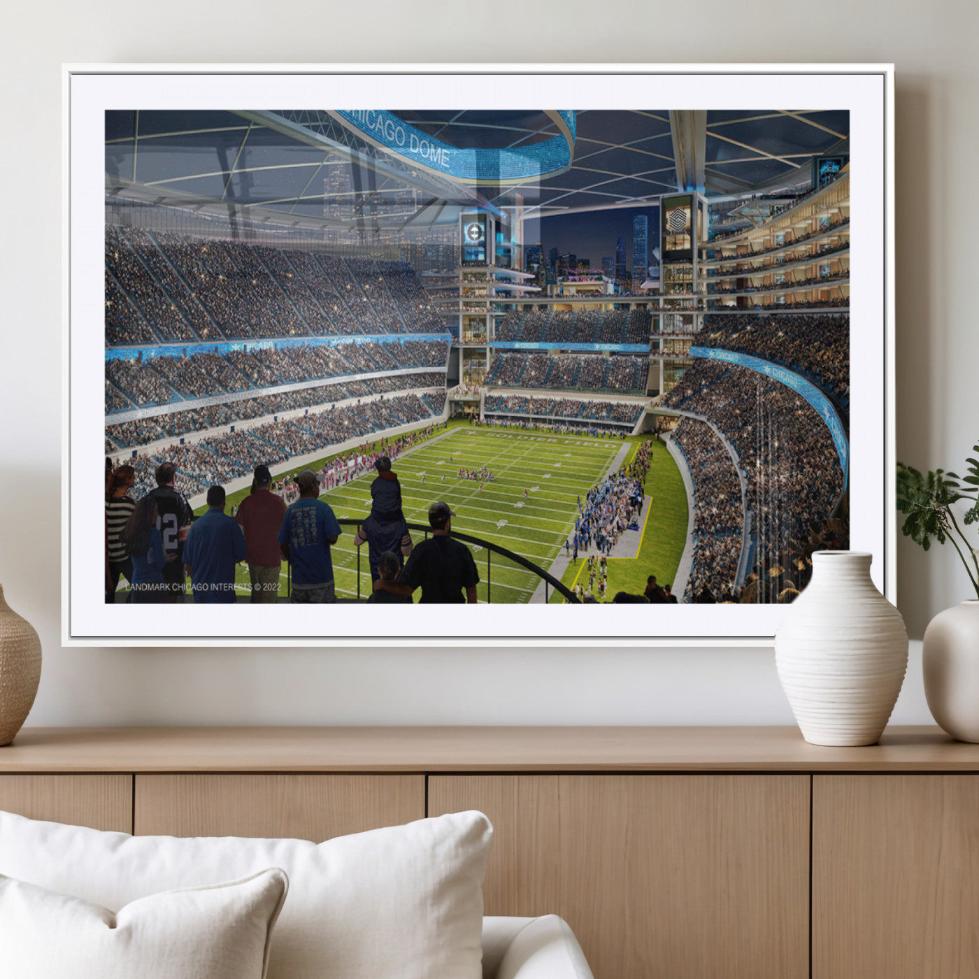 MGC-FP-36x24 - Chicago Bears Soldiers Field Wall Art Canvas Print – Framed Football Stadium Artwork for Sports
