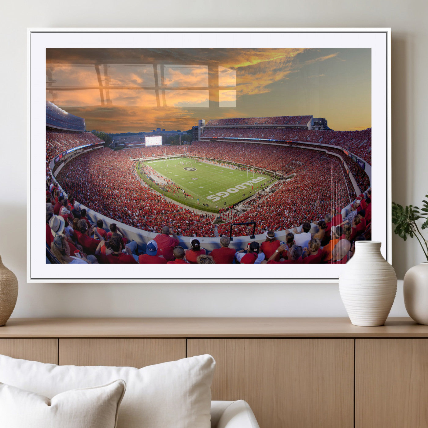 73680988-MGC-FP-40x30-Dooley Stadium Wall Art Print, Sports Arena Canvas Wall Art, Dooley Field at Sanford Stadium Canvas Print, Modern Athletic Field Art Printing