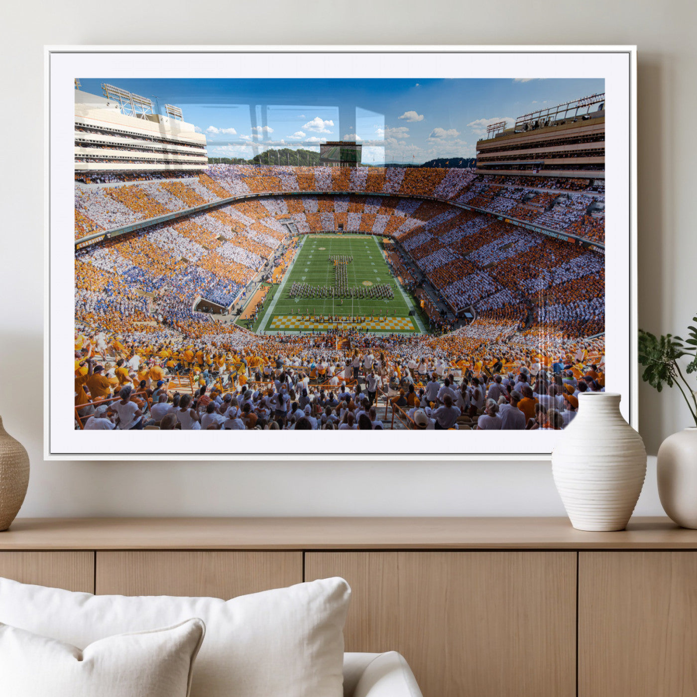 64238859-MGC-FP-40x30-Tennessee Neyland Stadium Wall Art Print, Sports Arena Canvas Wall Art, Panoramic Stadium Canvas Print, Modern Athletic Field Art Printing