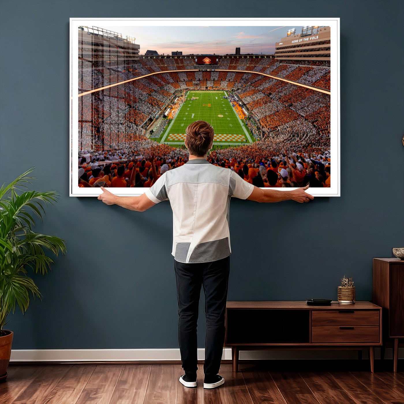 37160229-MGV-CV-36X24 - Tennessee Neyland Stadium Wall Art, Sports Arena Canvas Print, Panoramic Stadium Canvas Artwork for Home, Office