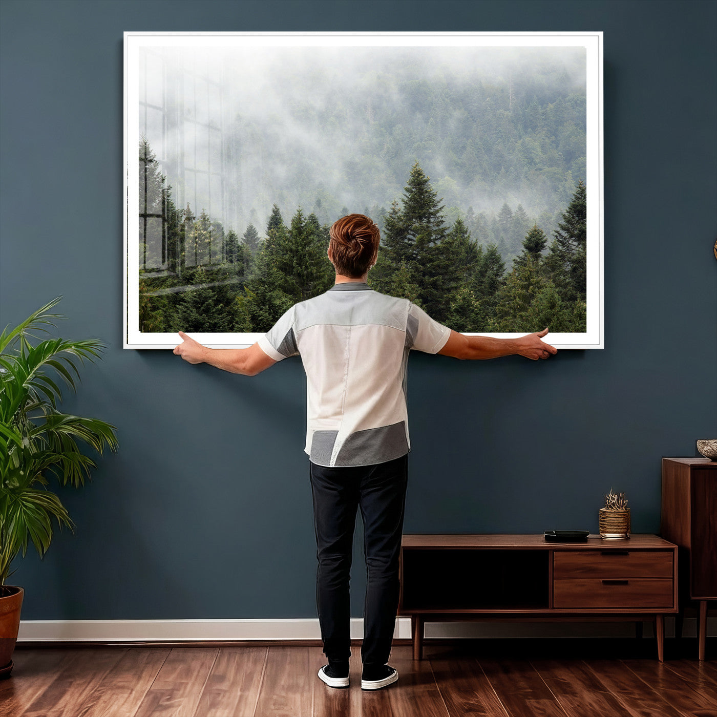 37010054-MGV-CV-36X24 - Misty Mountain Forest Wall Art Canvas Print