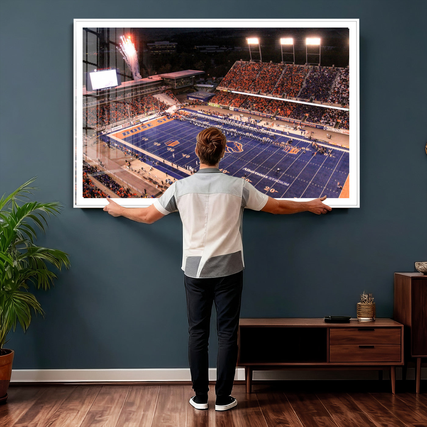 58849575-MGV-CV-36X24 - Boise State Stadium Large Wall Art Canvas Print for Living Room Office Wall Decor