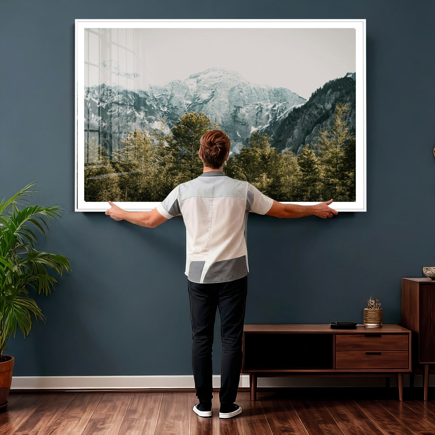 48479662-MGV-CV-36X24 - Mountain Forest Wall Art Canvas Print, Alpine Landscape Nature Photography, Moody Wilderness Wall Decor