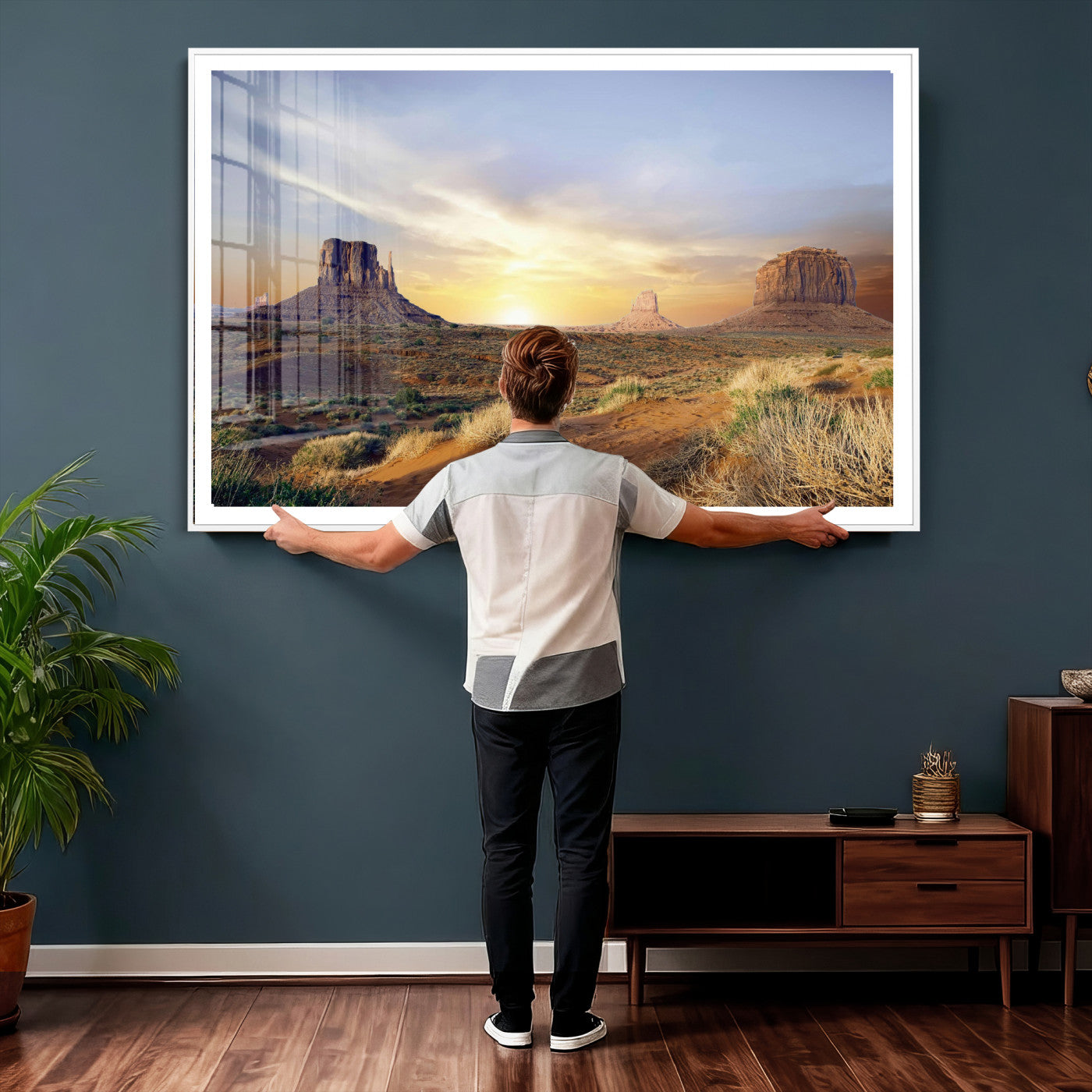 14901845-MGV-CV-36X24 - Monument Valley Desert Landscape Wall Art Canvas Print, Southwest Desert Rock Formation Canvas Print, Western Red Rock Panorama Art Printing