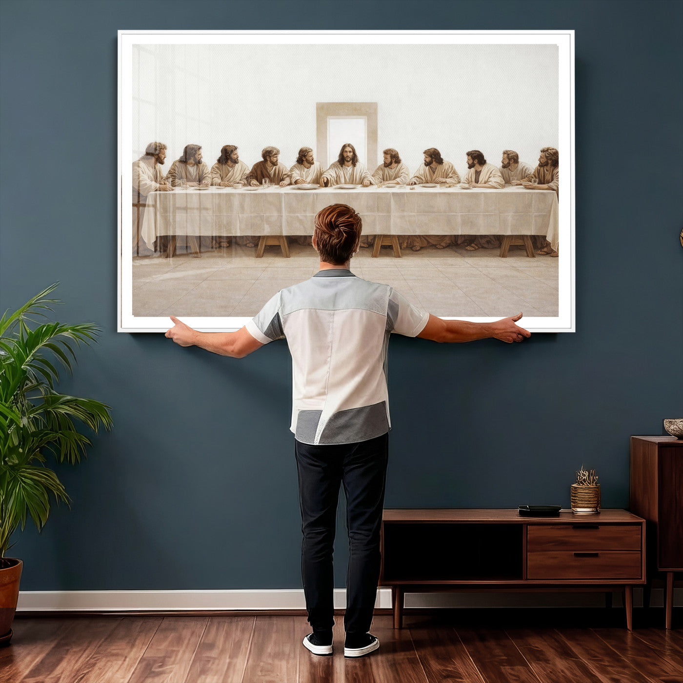 76380069-MGV-CV-36X24 - The Last Supper Wall Art Canvas Print, Jesus Christ Biblical Scene Canvas Print, Christian Religious Artwork for Church Living Room Decor