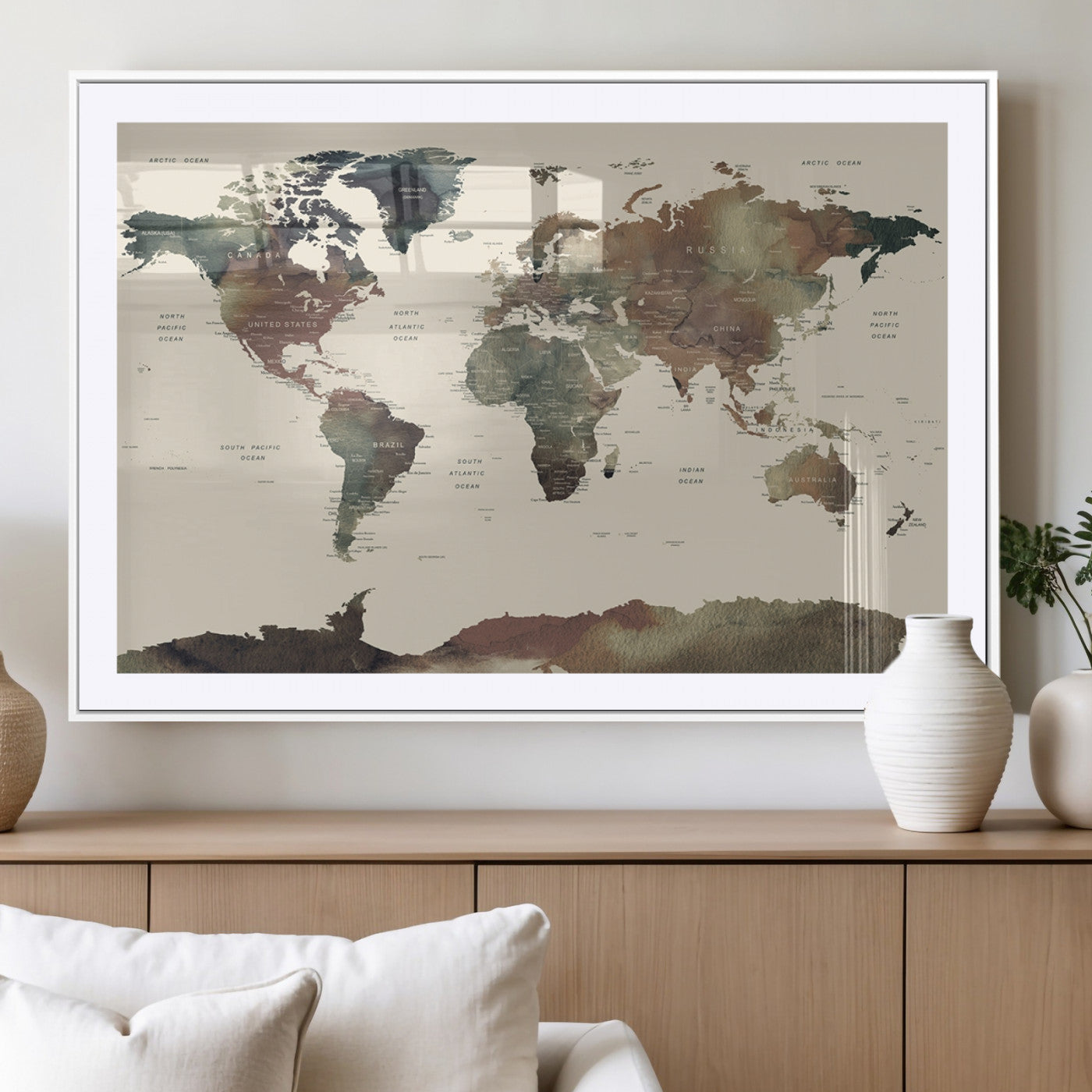MGC-FP-36x24 - World Map Wall Art Canvas Print for Home and Office Decor