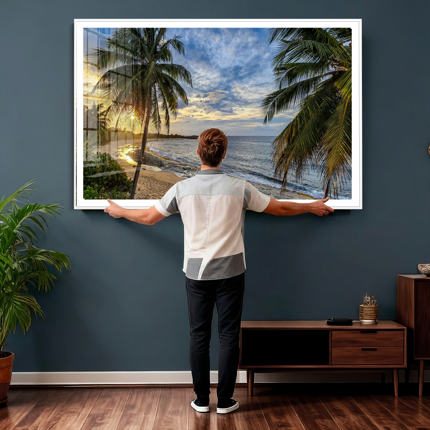 83399063-MGV-CV-36X24 - Puerto Rico Beach Paradise Wall Art – Tropical Coastal Print