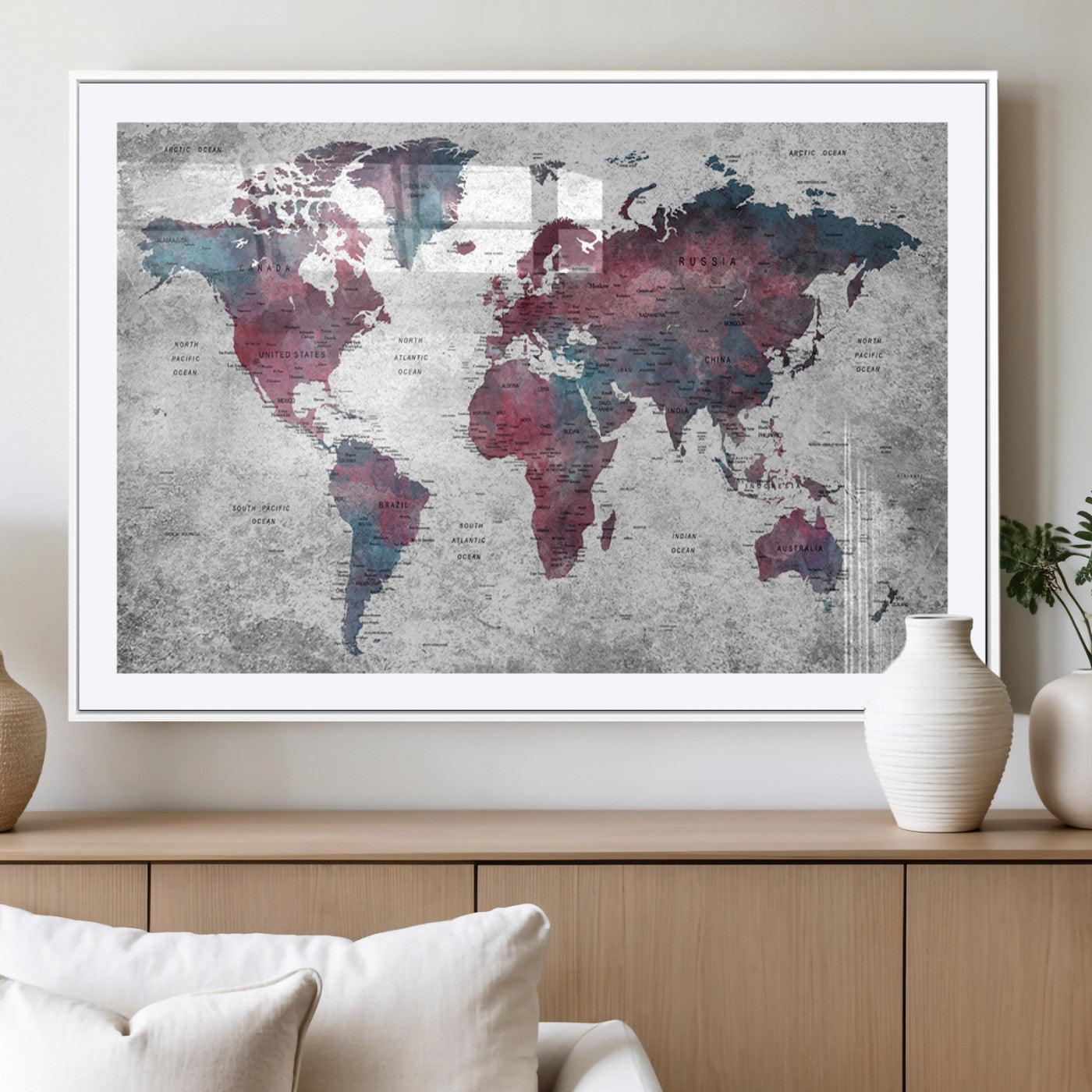 MGC-FP-36x24 - World Map Wall Art Canvas Print for Home and Office Decor