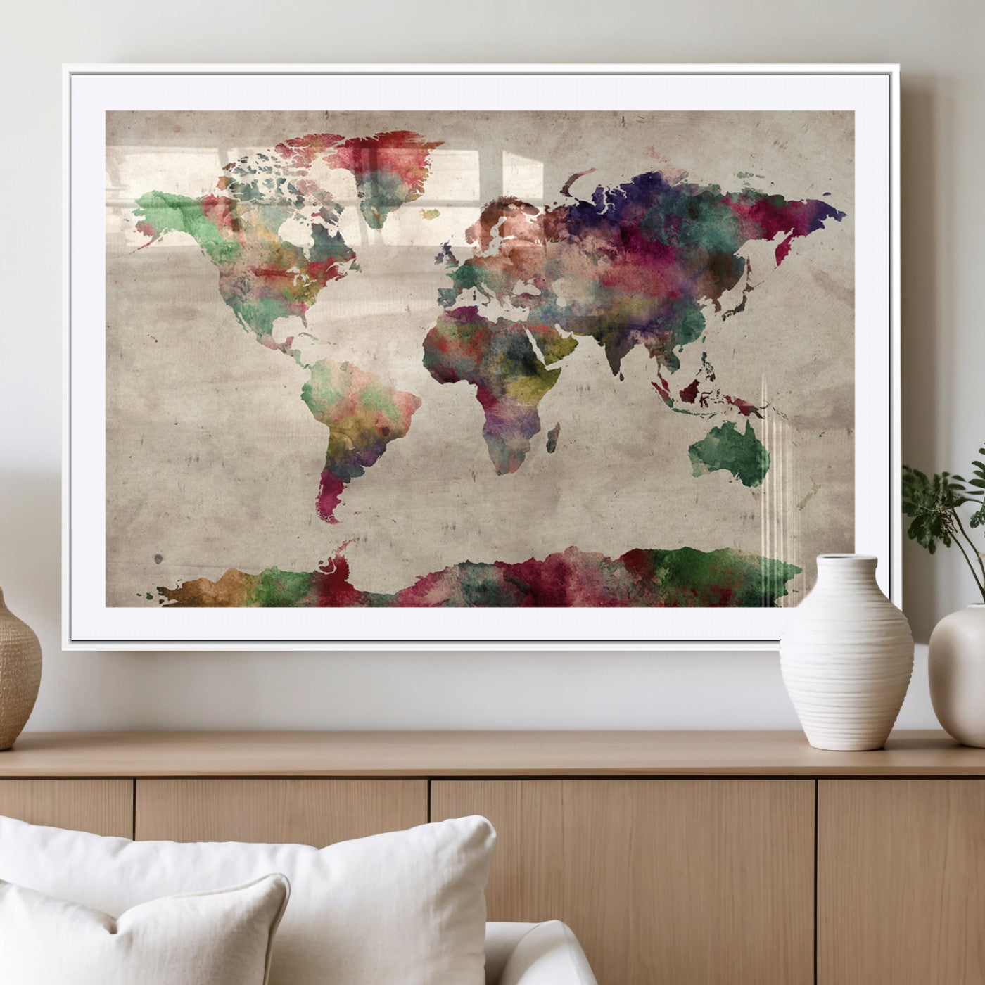 MGC-FP-36x24 - World Map Wall Art Canvas Print for Home and Office Decor