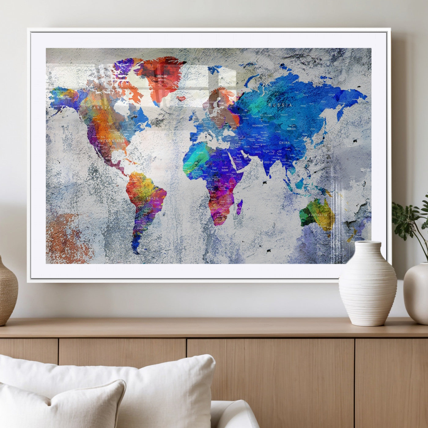 MGC-FP-36x24 - World Map Wall Art Canvas Print for Home and Office Decor