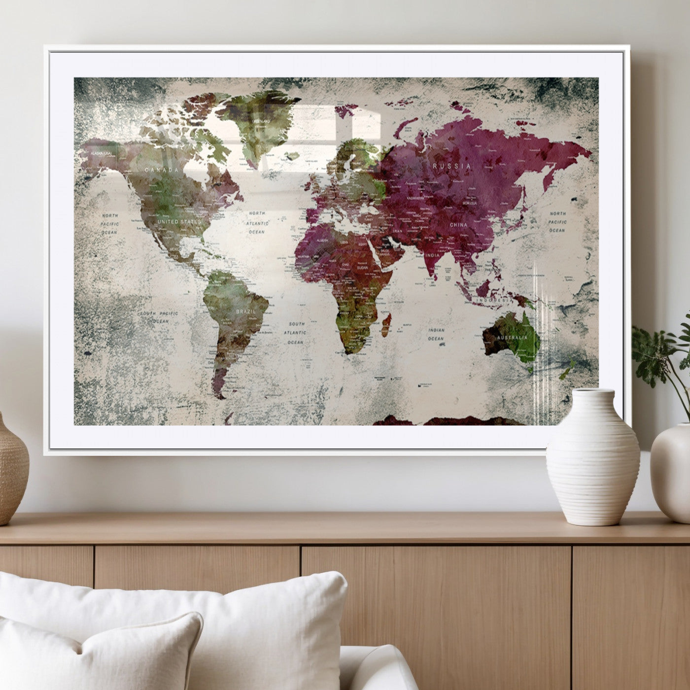 MGC-FP-36x24 - World Map Wall Art Canvas Print for Home and Office Decor