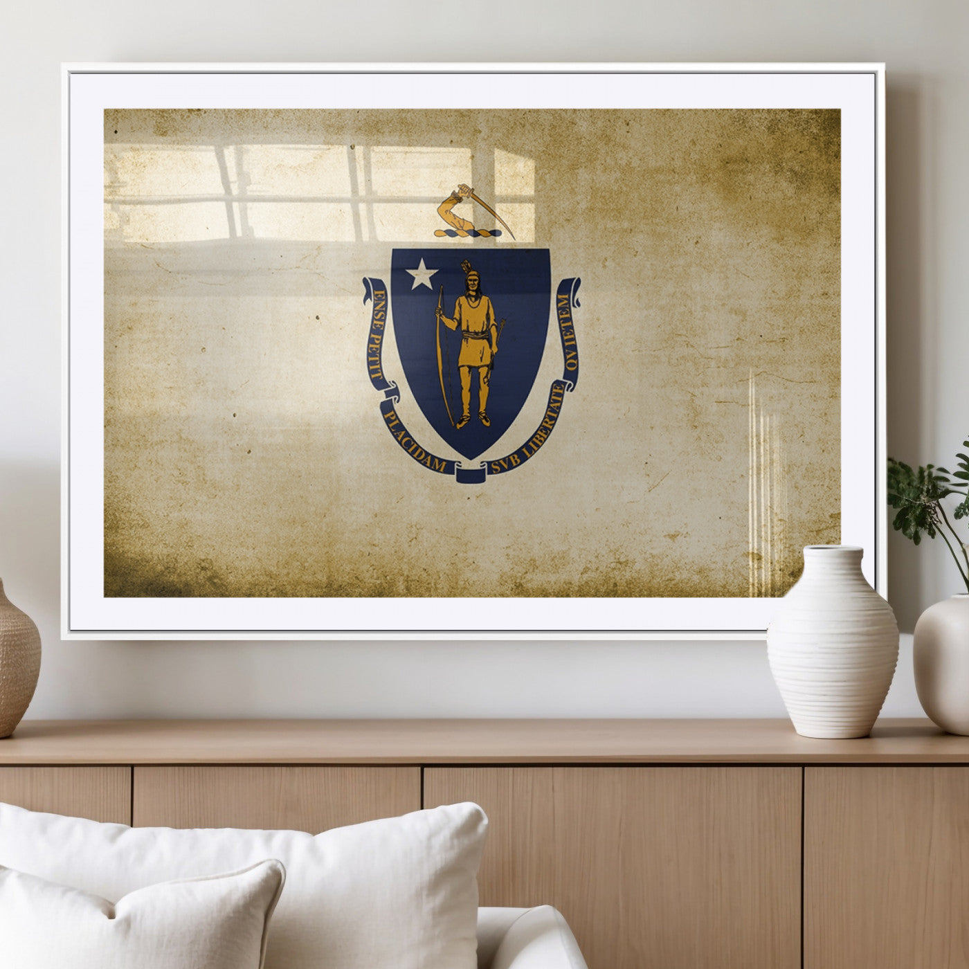 MGC-FP-36x24 - Massachusetts Flag Wall Art Canvas Print