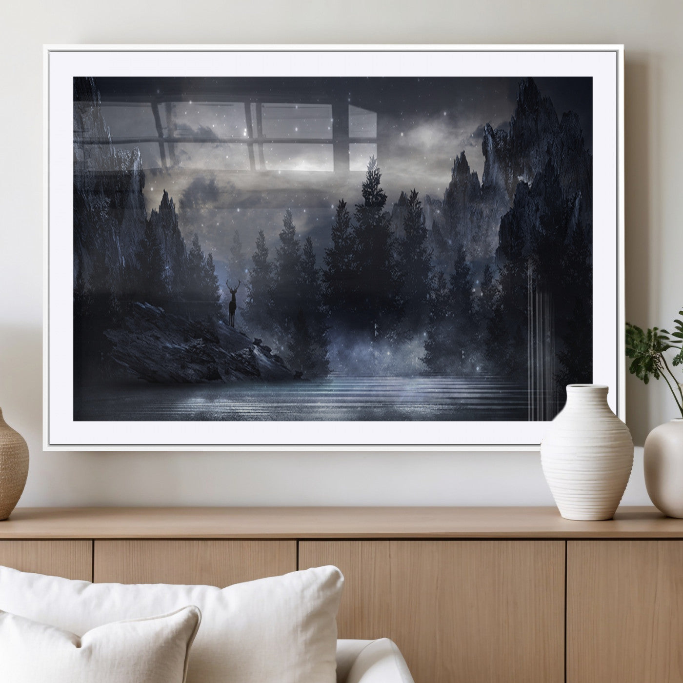 MGC-FP-36x24 - Night Landscape and Trees Wall Art Canvas Print