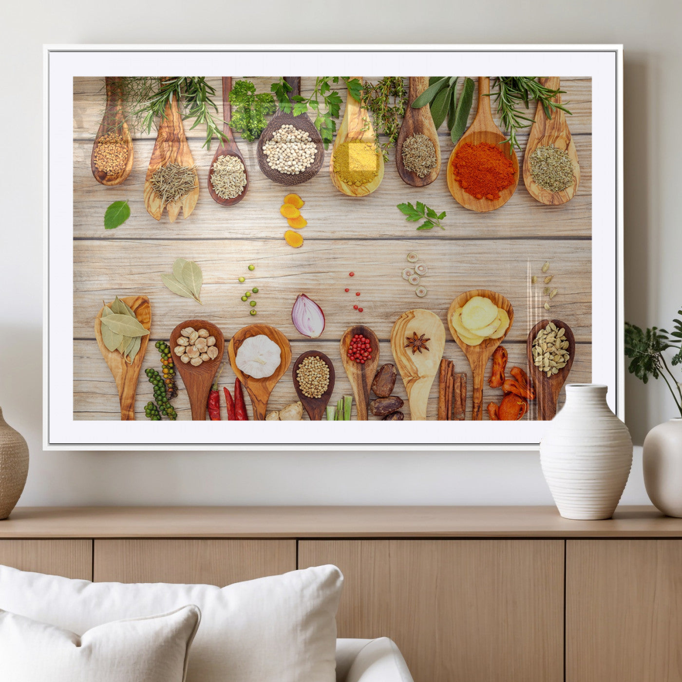 MGC-FP-36x24 - Kitchen Spice on the Table Wall Art, Kitchen Spice Wall Art Canvas Print