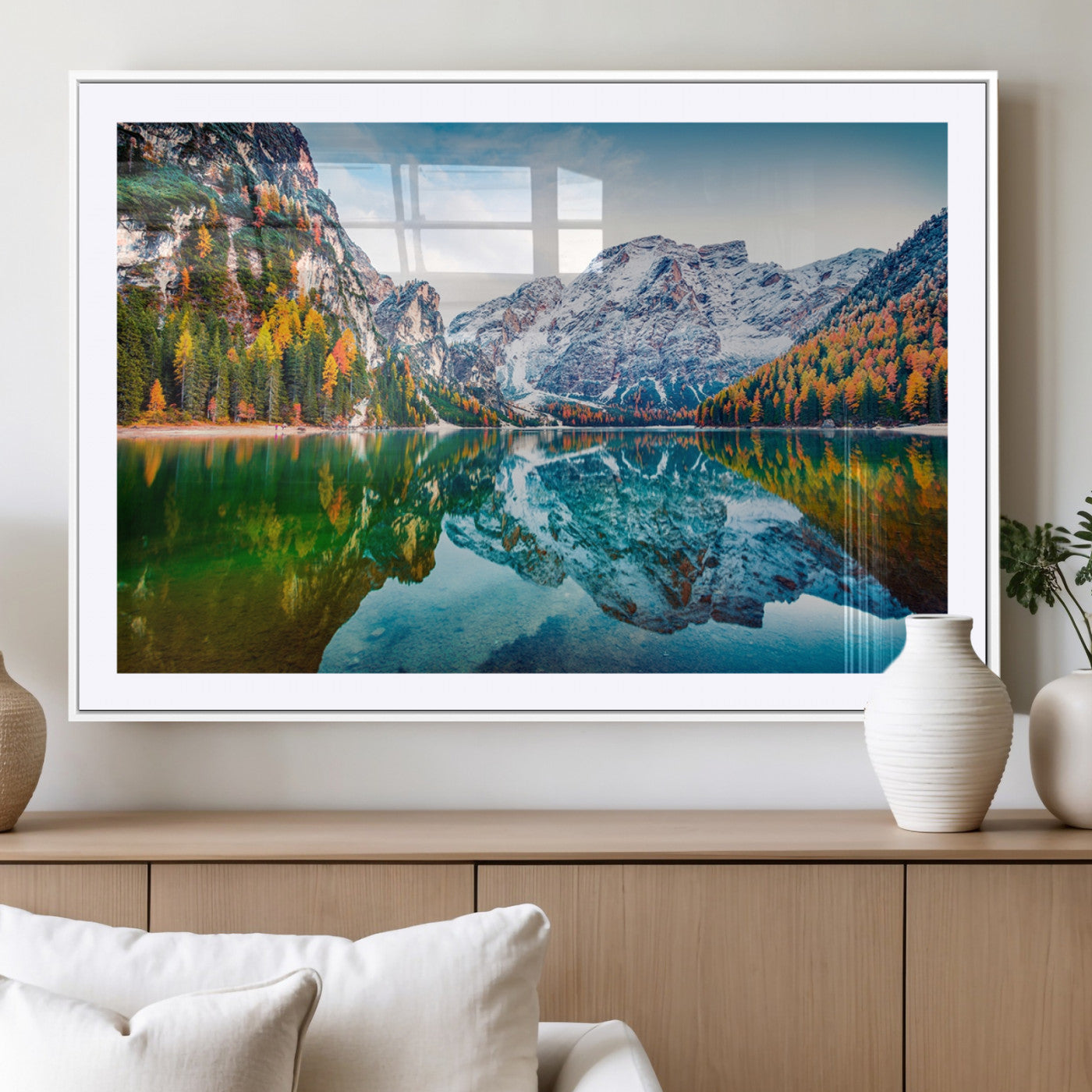 MGC-FP-36x24 - Spectacular autumn view of Braies Lake Wall Art Canvas Print