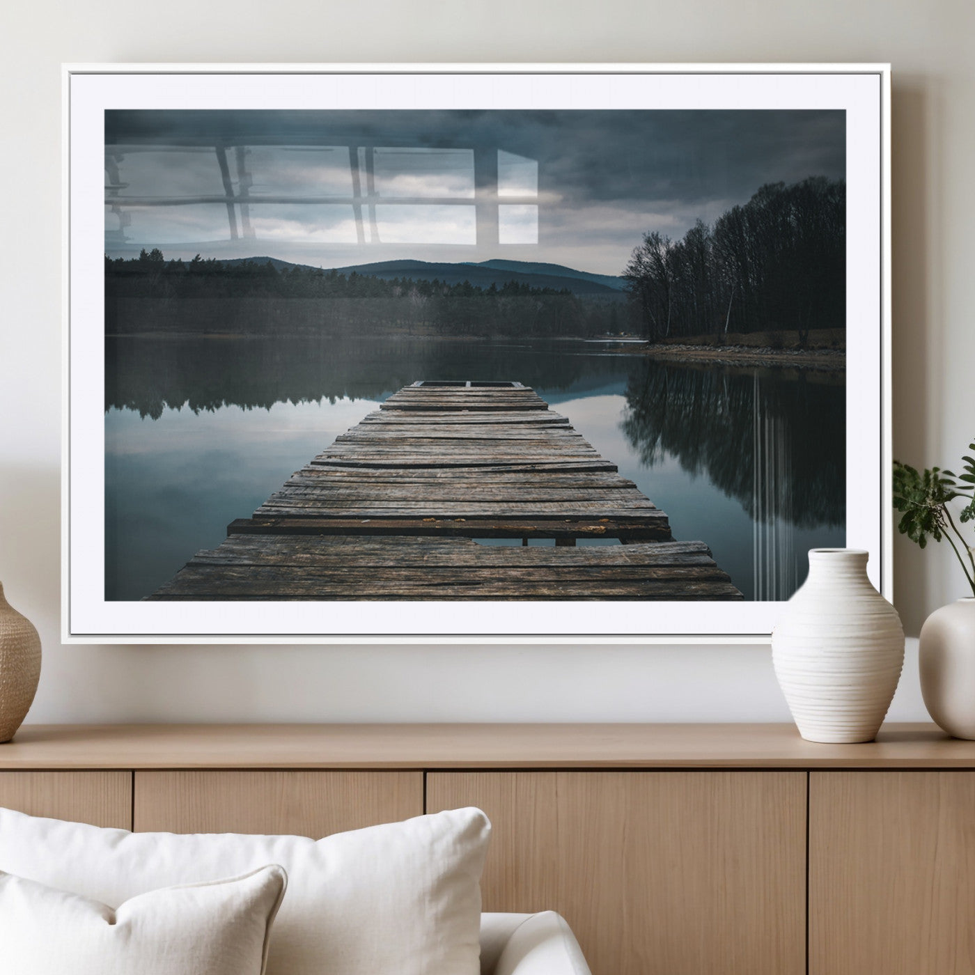 MGC-FP-36x24 - Wooden Bridge Near Lake Wall Art Canvas Print