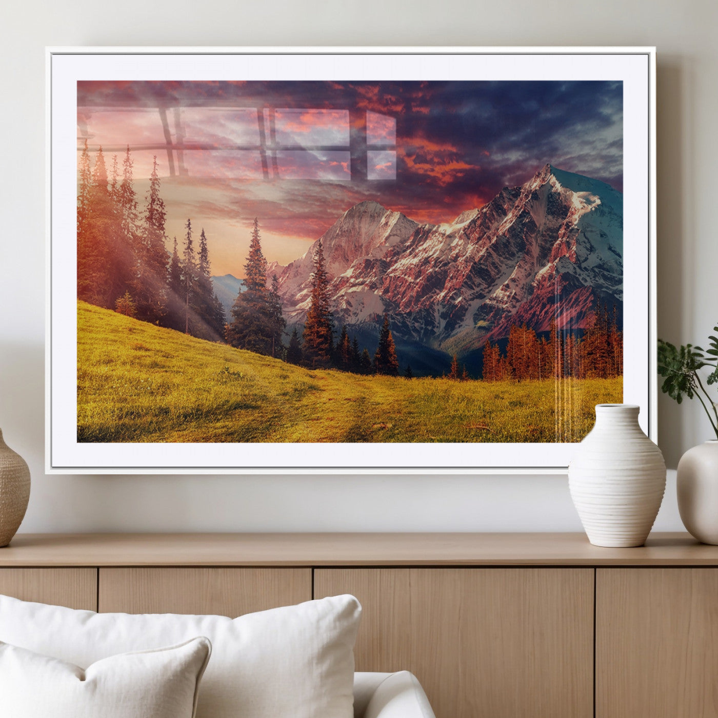 MGC-FP-36x24 - Mountain and Daylight Red Sunset Wall Art Canvas Print