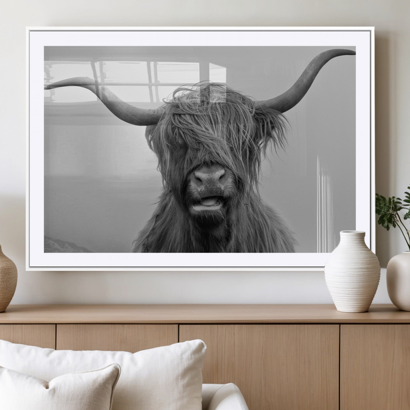 MGC-FP-36x24 - Texas Cow Wall Art Canvas, Texas Longhorn Cattle Canvas Print