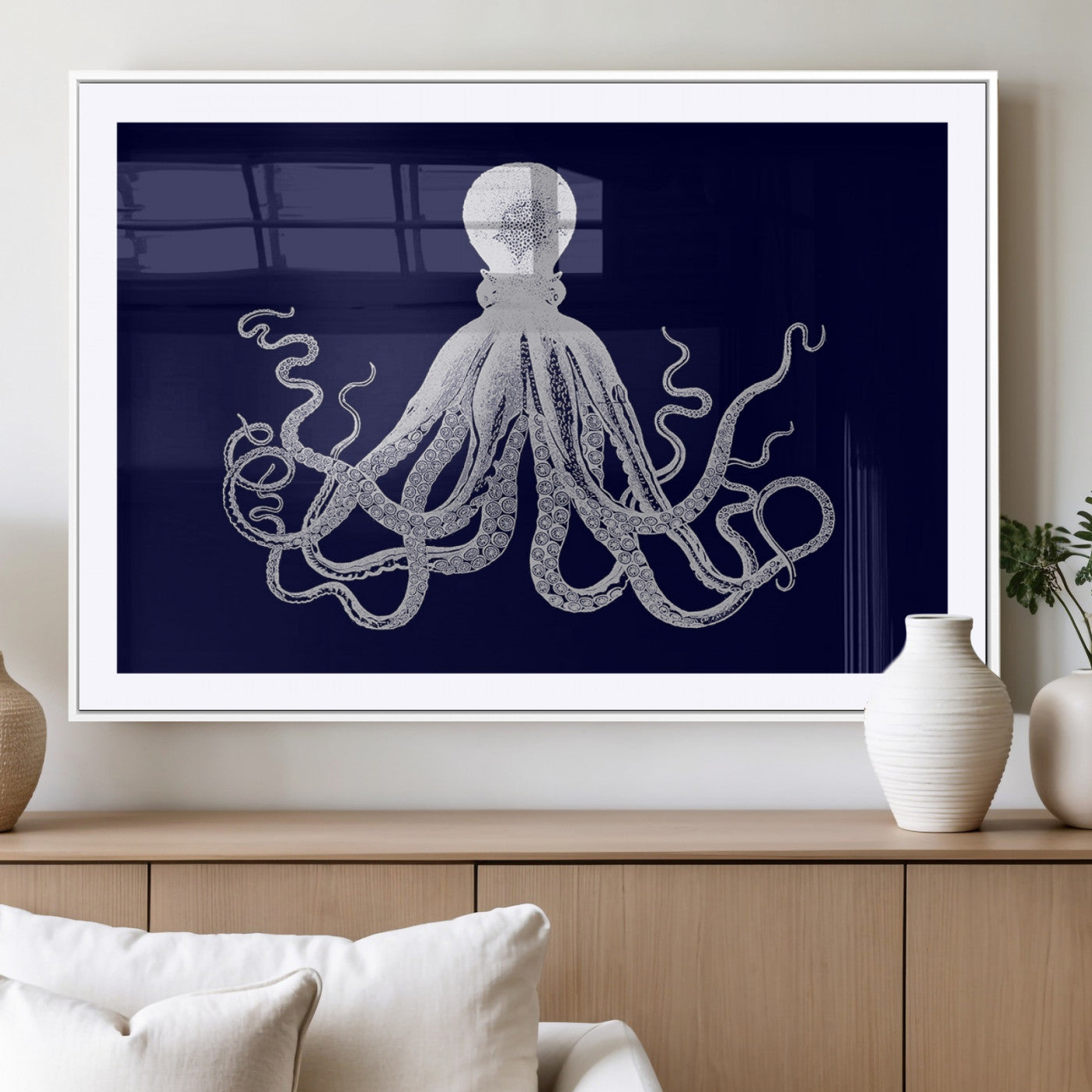 MGC-FP-36x24 - Blue Octopus Wall Art Canvas Print