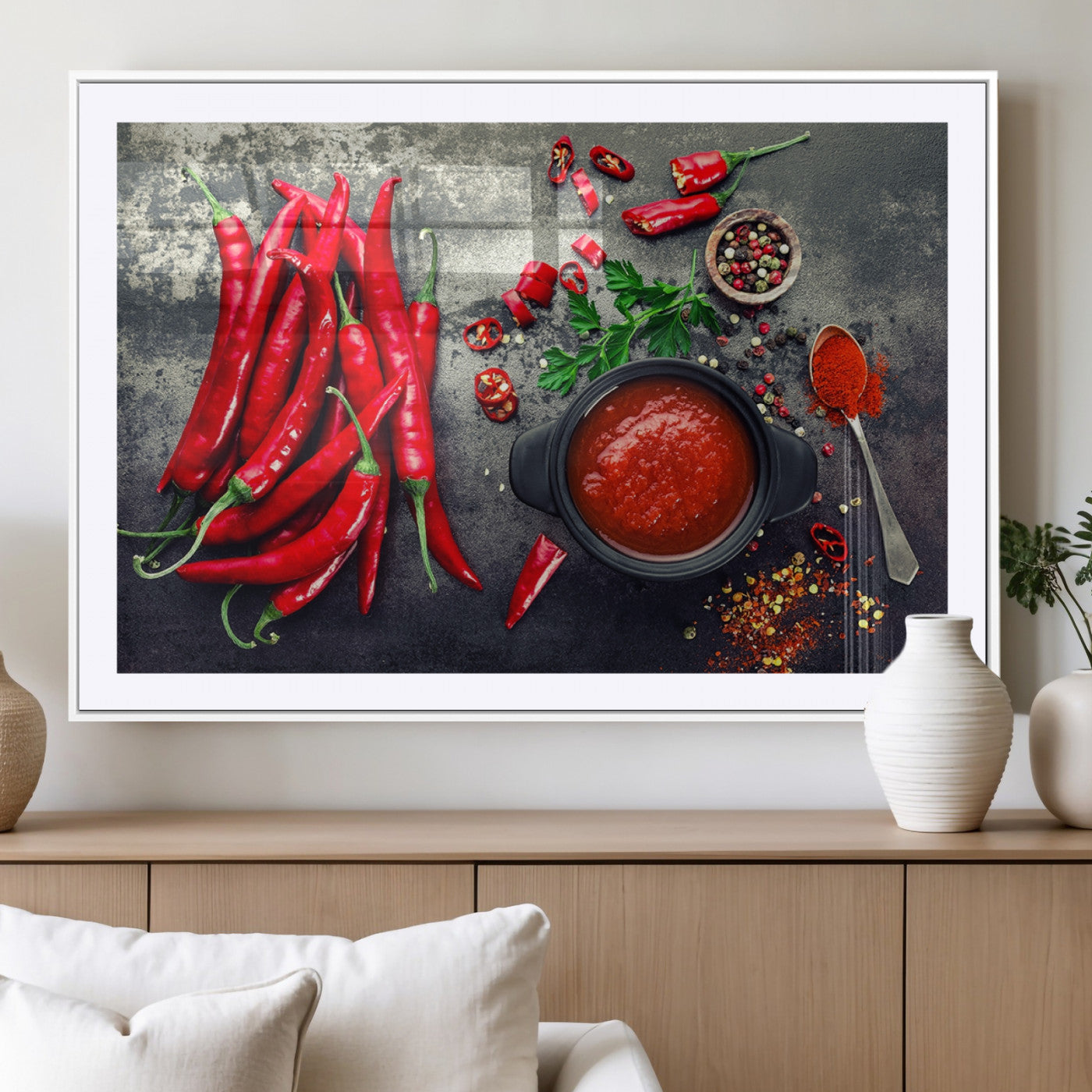 MGC-FP-36x24 - Red Chili Peppers Wall Art Kitchen Artwork Canvas Print