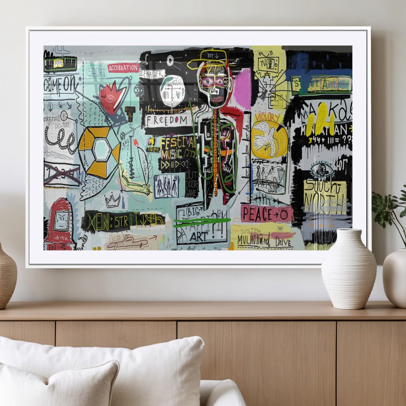 MGC-FP-36x24 - Abstract Graffiti Canvas Street Art-Inspired Graffiti Triptych Canvas – Modern Abstract Wall Art for