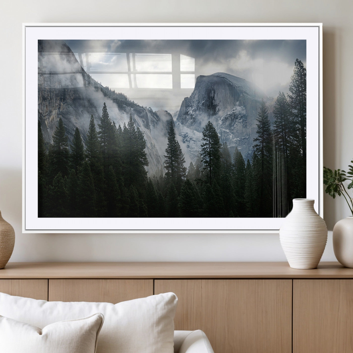 MGC-FP-36x24 - Yosemite National Park El Capitan Foggy Mountain Wall Art | Large Canvas Print for Living Room,