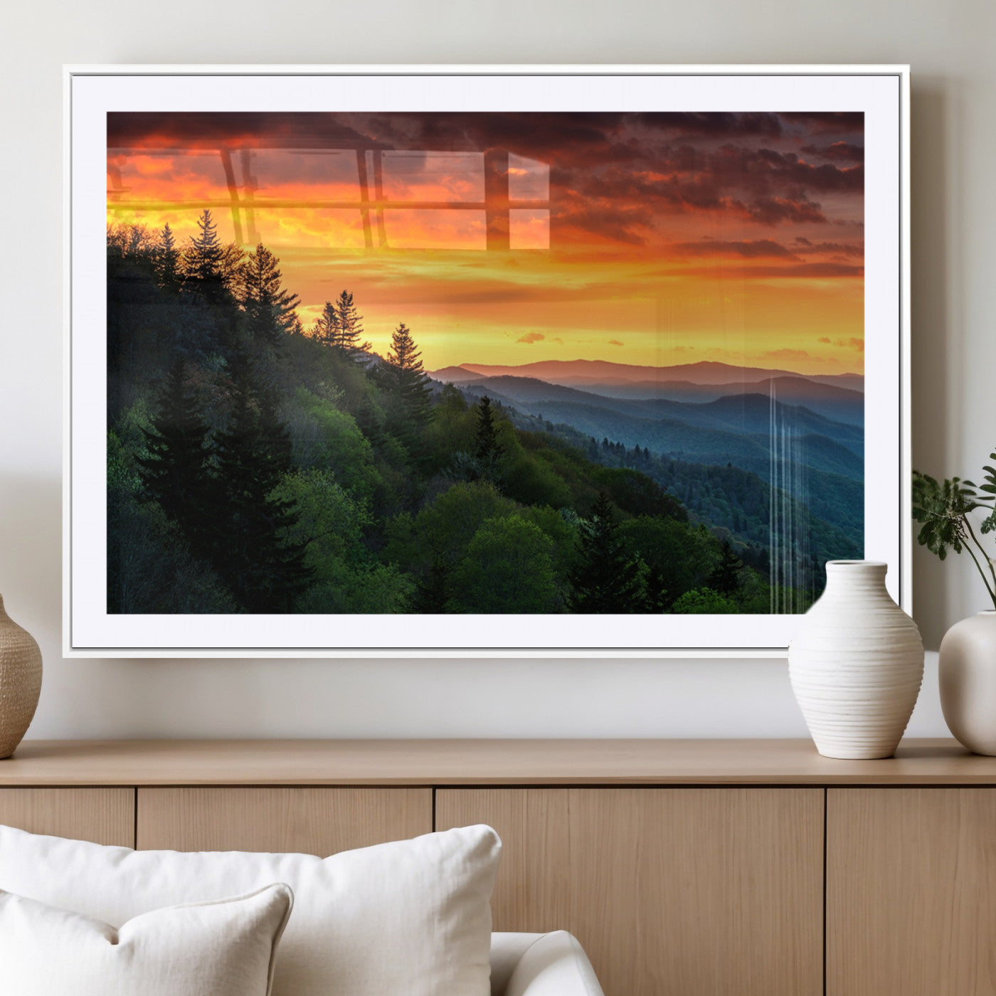 MGC-FP-36x24 - Forest Landscape Wall Art Sunset Canvas, Forest Sunset Canvas Print