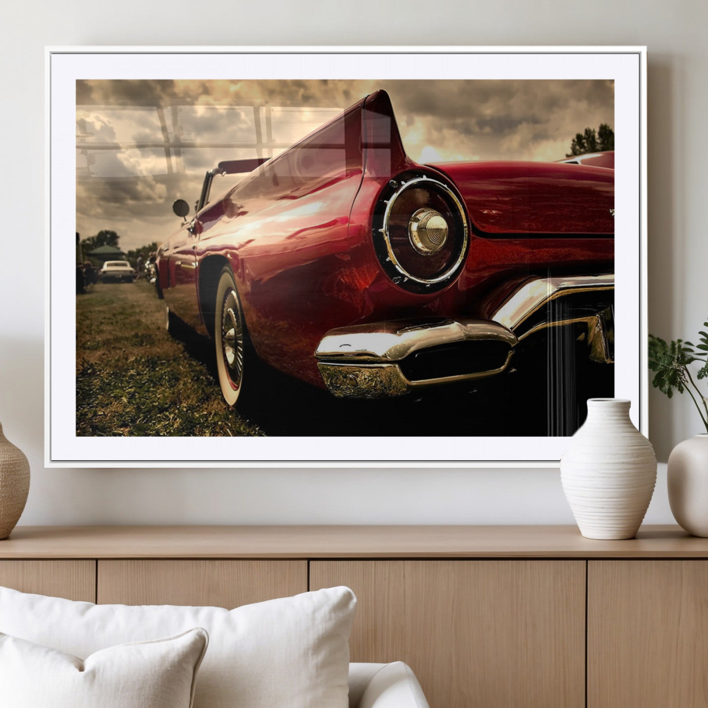MGC-FP-36x24 - Red Classic Car Wall Art Canvas Print