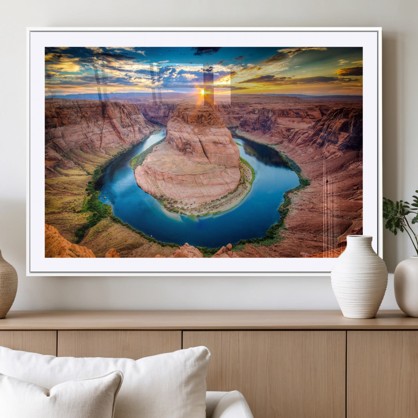 MGC-FP-36x24 - Sunset on the Horseshoe Bend Grand Canyon, Horseshoe Bend Grand Canyon Canvas Wall Art Print