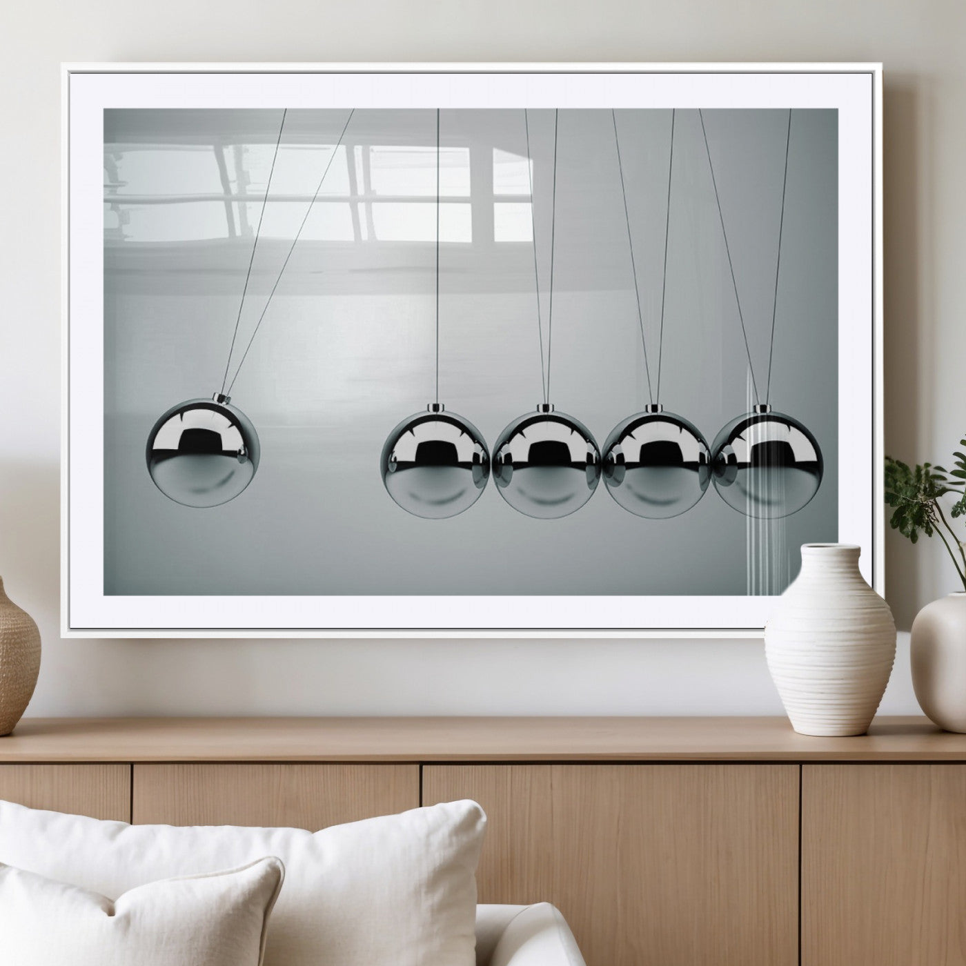 MGC-FP-36x24 - Newton's Cradle Wall Art Canvas Print, Framed Newton Cradle Wall Art