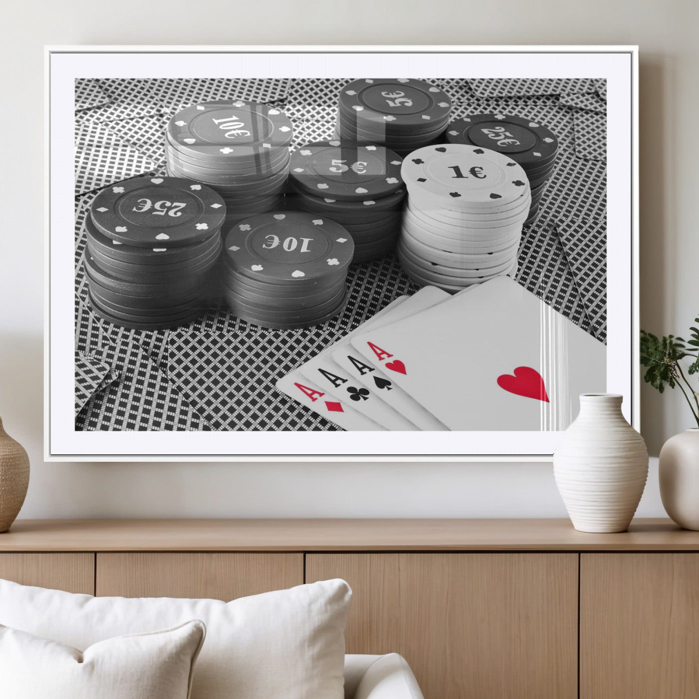 MGC-FP-36x24 - Poker Game Cards Wall Art Canvas, Multi Panel Wall Art Canvas Print