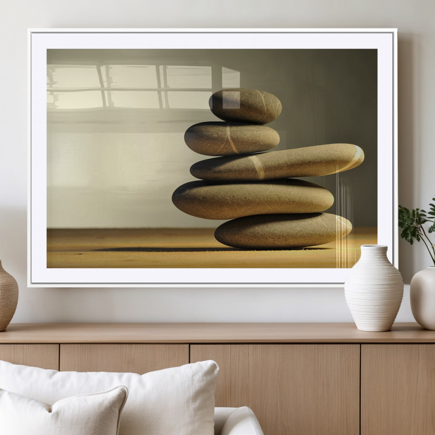 MGC-FP-36x24 - Fluvial Zen Stones Canvas Wall Art Print