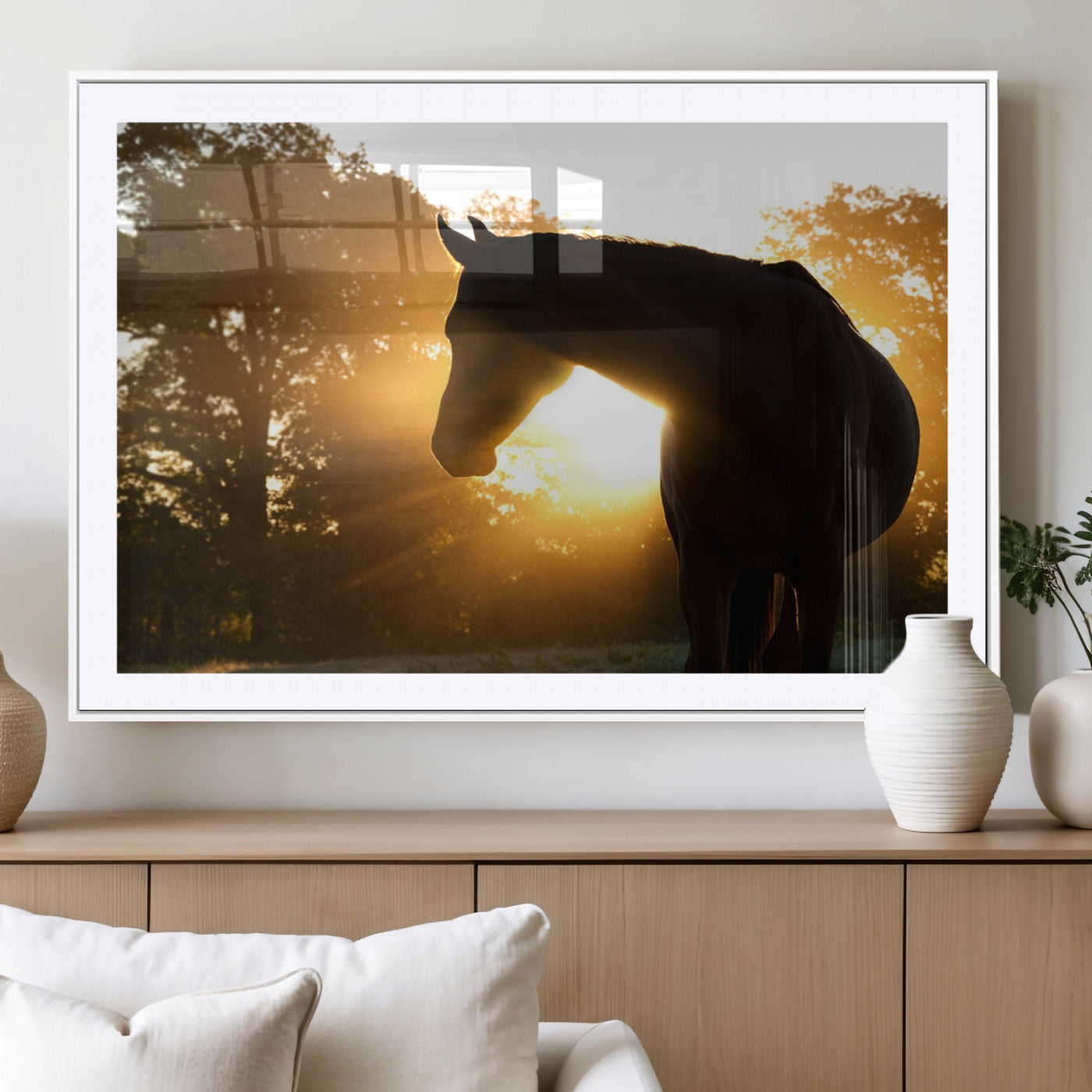 MGC-FP-36x24 - Horse at Sunset Wall Art Animal Canvas Print