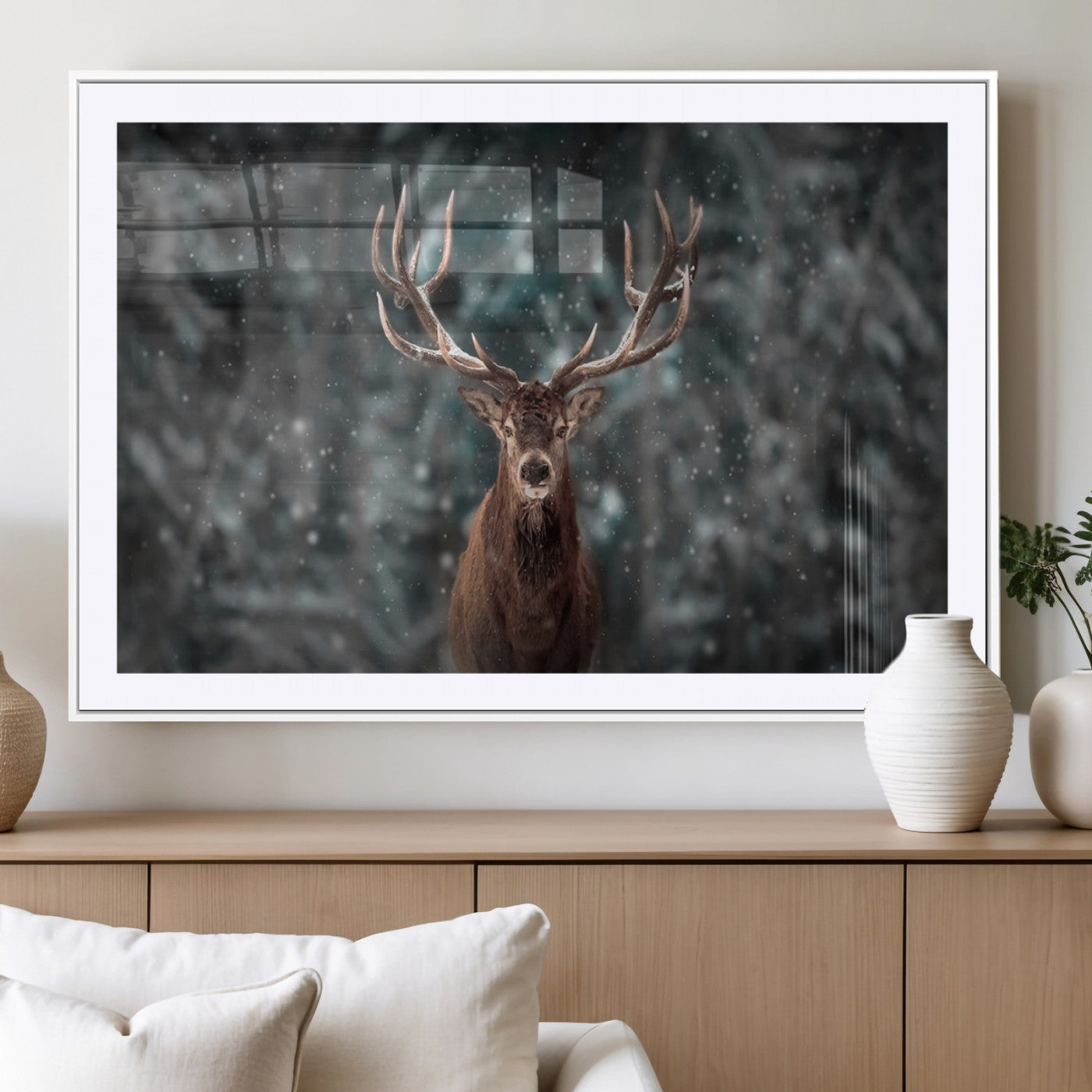 MGC-FP-36x24 - Wall Art Deer Art Animal Canvas, Framed Wall Art Deer Canvas Print
