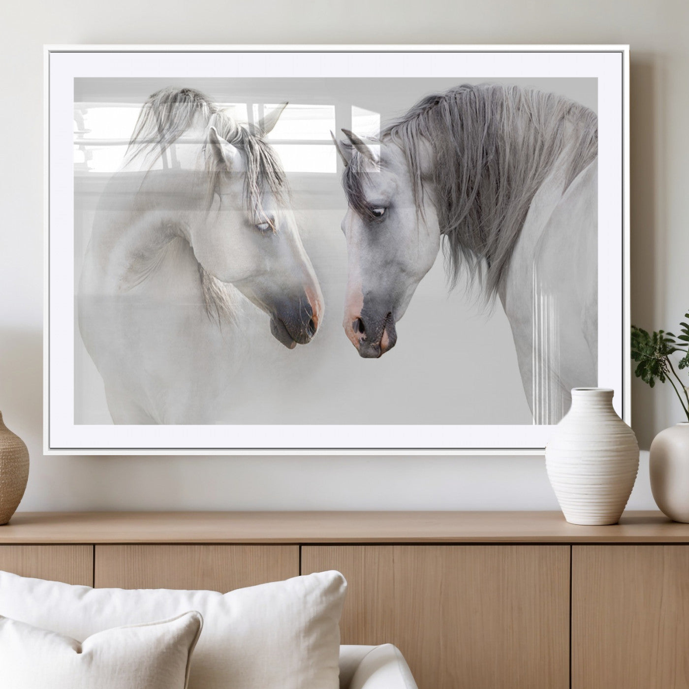 MGC-FP-36x24 - White Horse Wall Art Animal Canvas Print