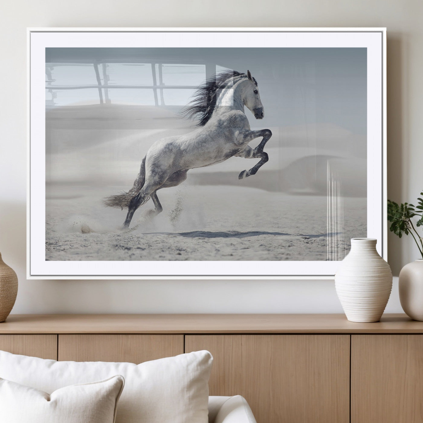 MGC-FP-36x24 - Prancing Horse on Dessert Large Wall Art Animal Canvas Print