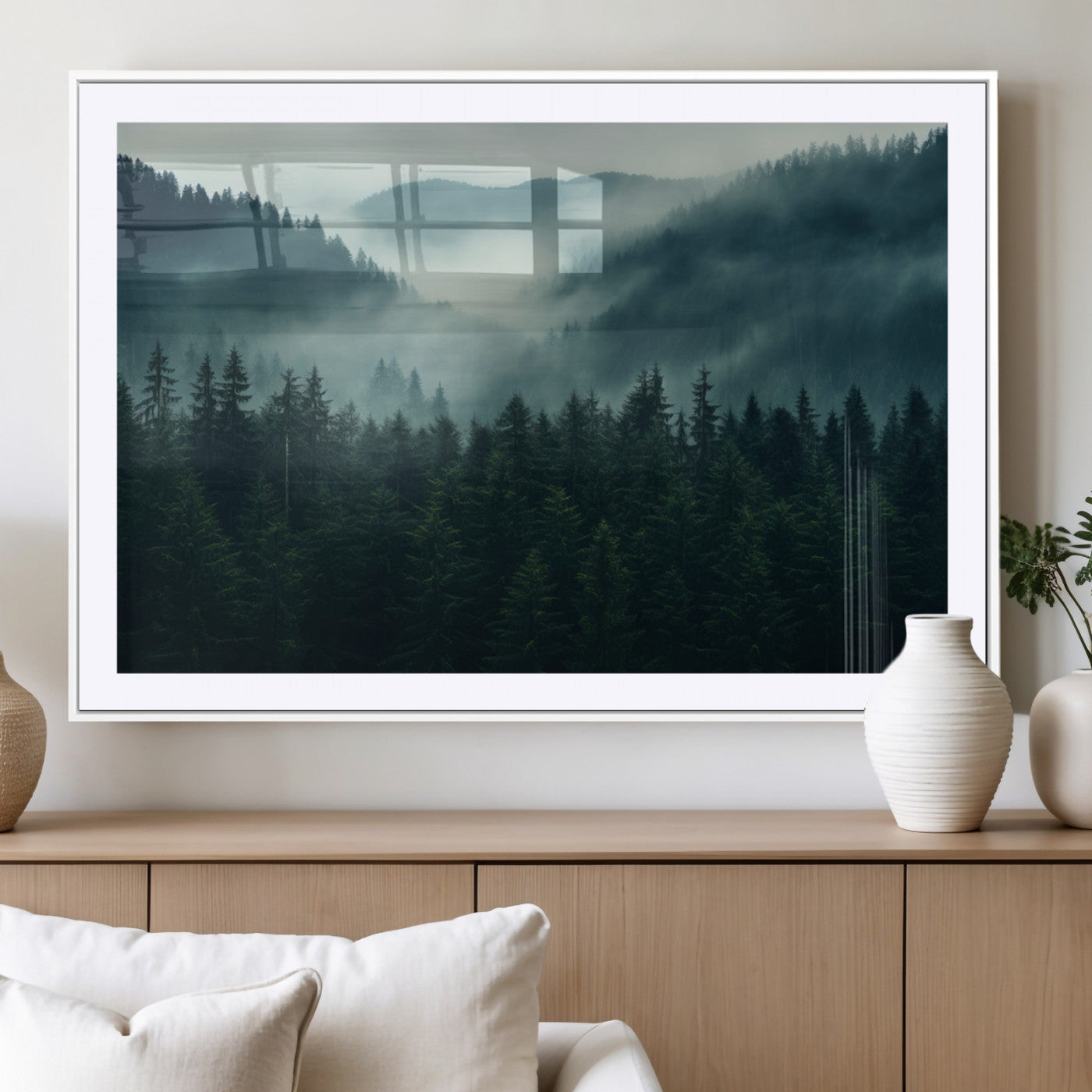 MGC-FP-36x24 - Captivating Misty Forest Wall Art Premium Canvas Print,  Foggy and Serene Atmosphere Wall Art Canvas