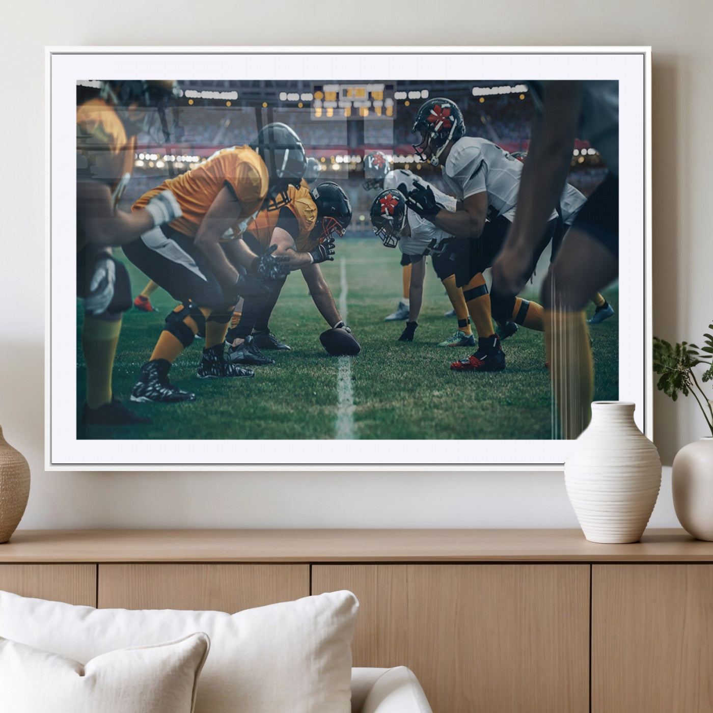 83227-MGC-FP-36x24_White-American Football Playing Wall Art Canvas Print