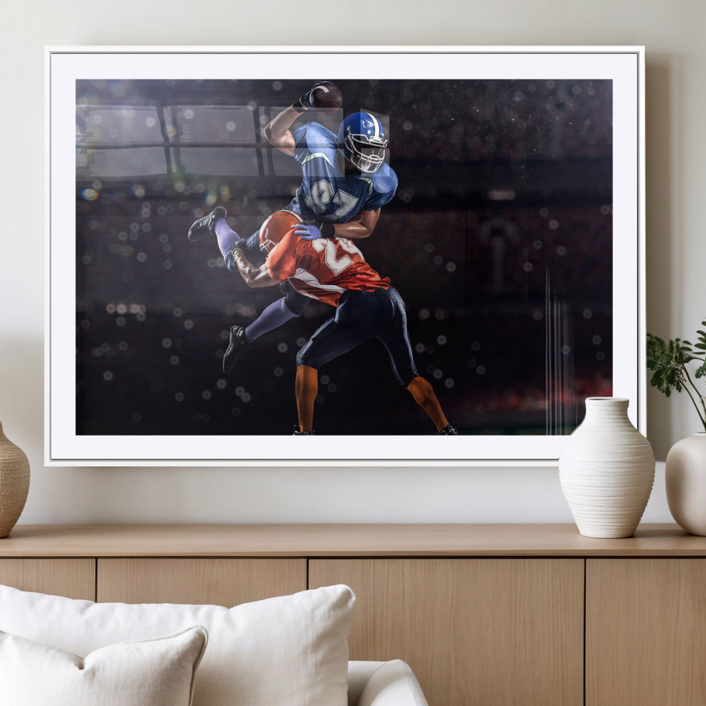 76491-MGC-FP-36x24_White-American Football Wall Art Canvas Print, Stadium Sport Wall Art Print