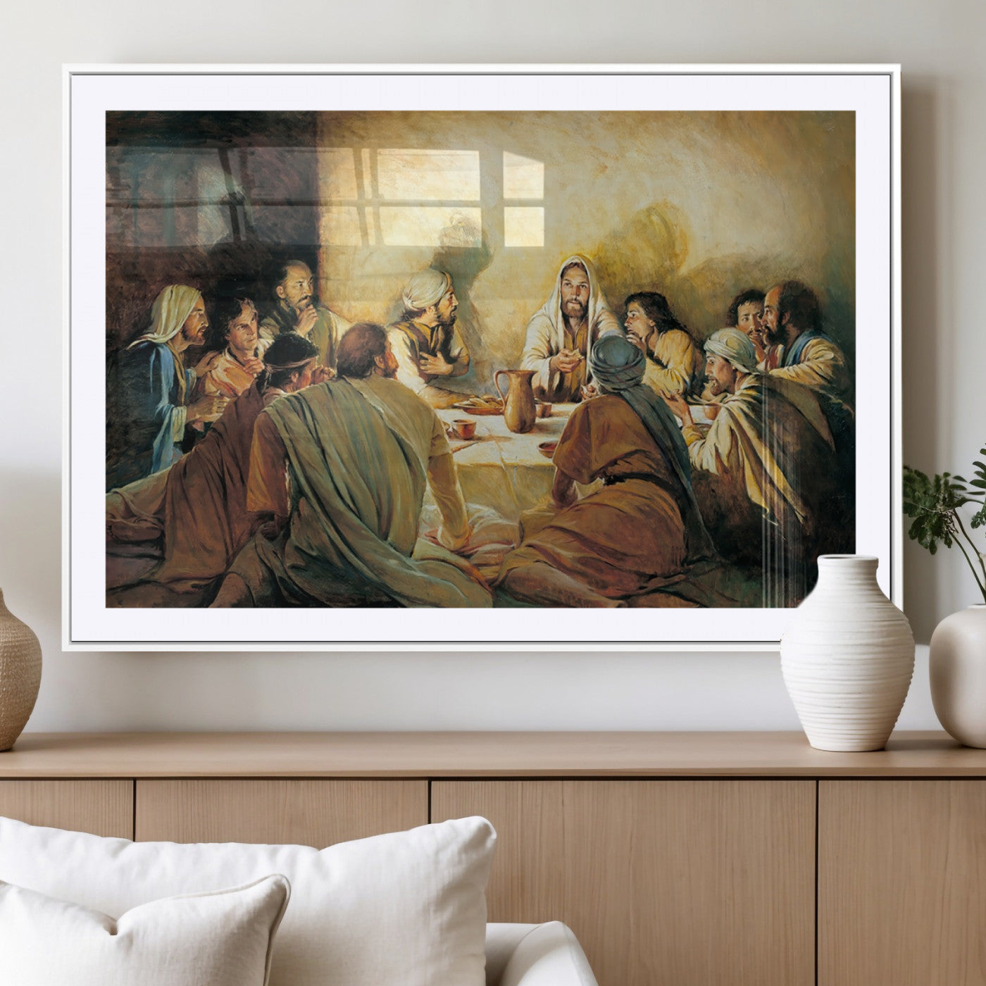 -Last Supper Wall Art Canvas Print, Framed Jesus Painting Art Picture Print, Moderne Bibel Perfect Traditional/Religious Decor Artwork