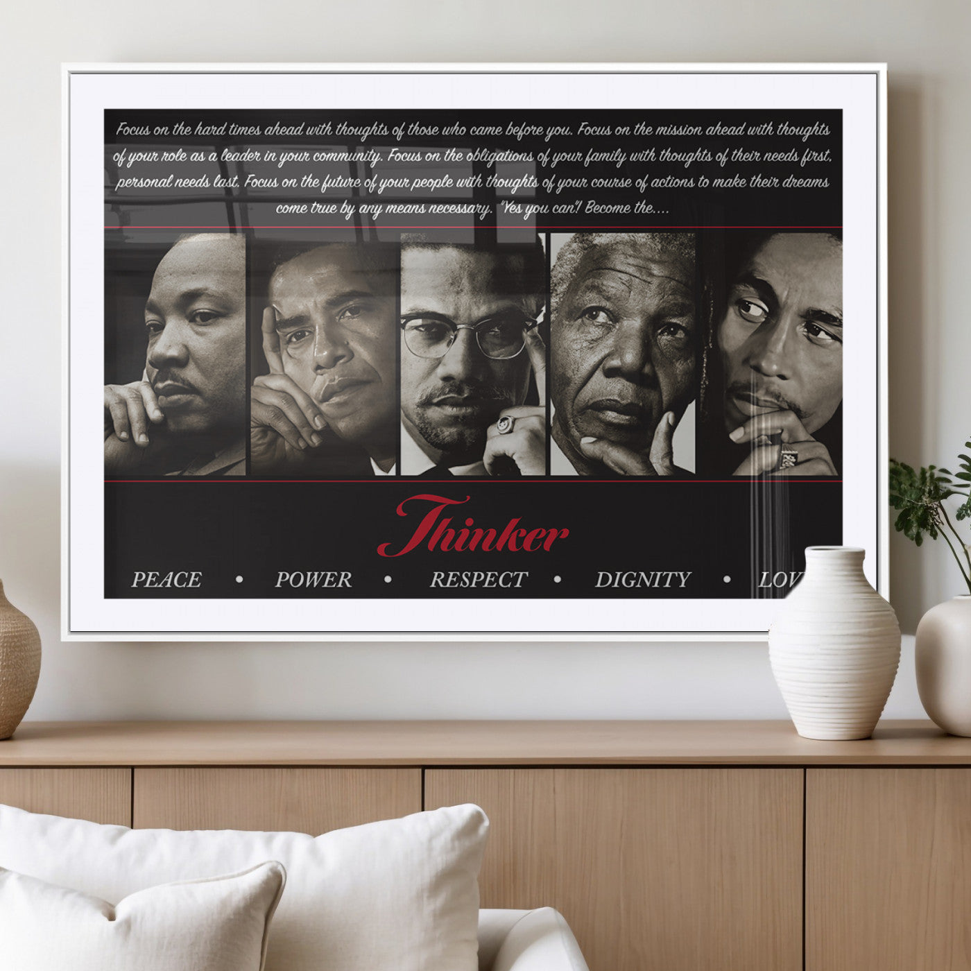 MGC-FP-36x24 - Thinkers of Wall Art Canvas Print - Inspirational Wall Art Featuring Icons of Peace, Power, and