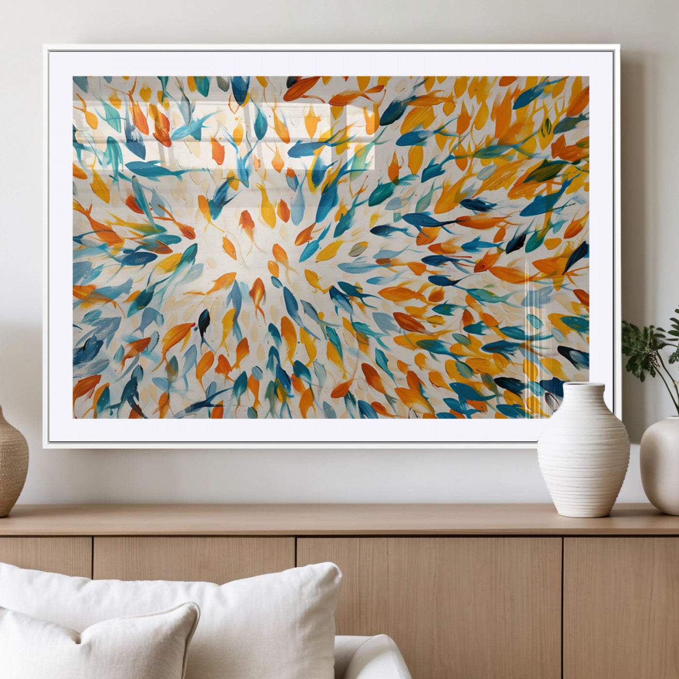 -Colorful Fish Wall Art Print – Abstract Ocean-Inspired Wall Art for Modern Spaces | Framed Canvas,